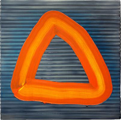 Tarn Clamp Raster, 2016, Oil on panel, 18 x 18 inches